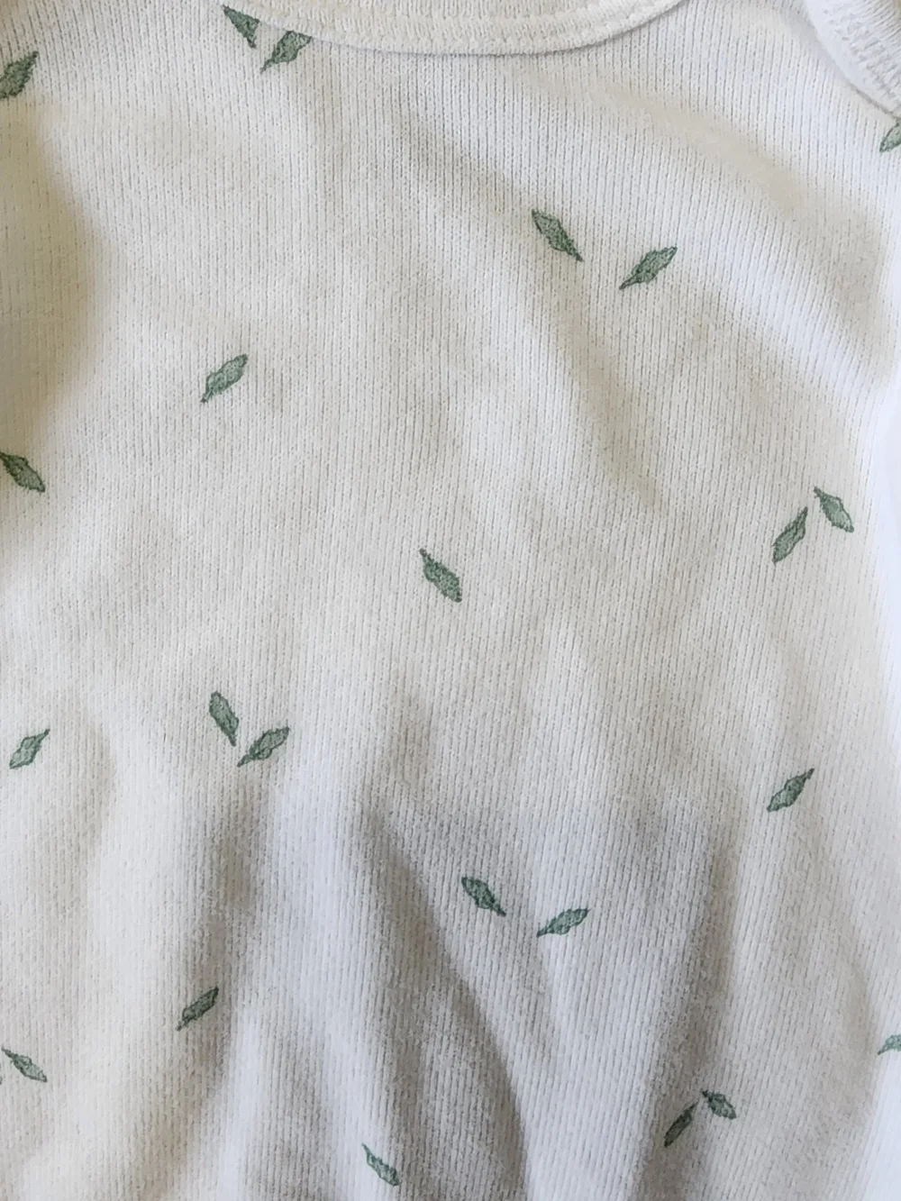 Carter's 0-3M White Baby Sleep Gown with Green Leaf Print.